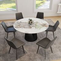 2 Sizes Round Pandora-Color Dining Table – Optional Rotating Lazy Susan, Black Pedestal Base