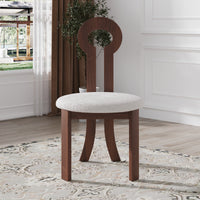 Vintage Wooden Hollow Back Dining Chair Set of 2 – Sherpa Cushion Artistic Design for Dining Room & Living Room