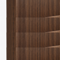 【LAS VEGAS MARKET EXHIBIT】Fluted Walnut Platform Bed with Tall Headboard