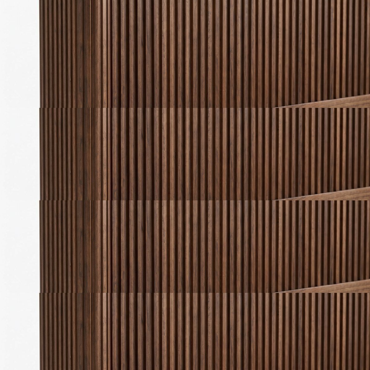 【LAS VEGAS MARKET EXHIBIT】Fluted Walnut Platform Bed with Tall Headboard
