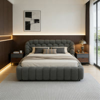 Modern Bubble Upholstered Platform Bed – 5 Color Options, Fits King Size Mattress (76″ × 80″)
