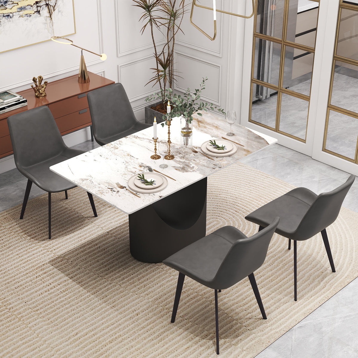Modern Marble-Patterned Dining Table