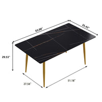 3 Sizes & 3 Colors Rectangular Dining Table – 2-Tone Tapered Metal Legs