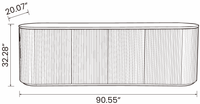 【LAS VEGAS MARKET EXHIBIT】Fluted 4-Door Oval Sideboard, Dark Walnut Finished Wood Ribbed Credenza with Fixed Internal Storage Shelves