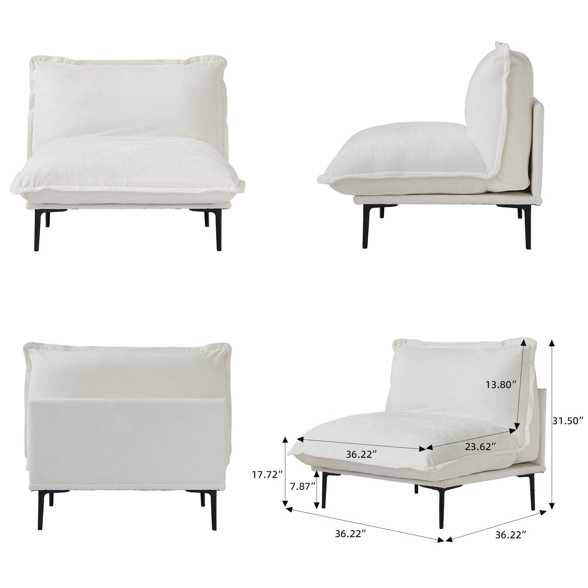 Minimalist L-Shaped Modular Sofa with Ottoman – 20cm High Legs, Light Luxury Living Room Sectional