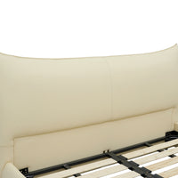 Modern Cream Upholstered Platform Bed – Fits King & Queen Size Mattress, Compatible with 10-12 Inch Thick Mattresses