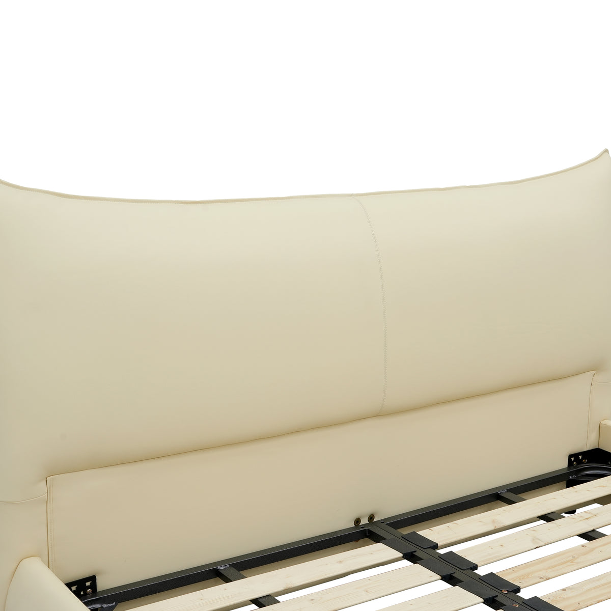 Modern Cream Upholstered Platform Bed – Fits King & Queen Size Mattress, Compatible with 10-12 Inch Thick Mattresses