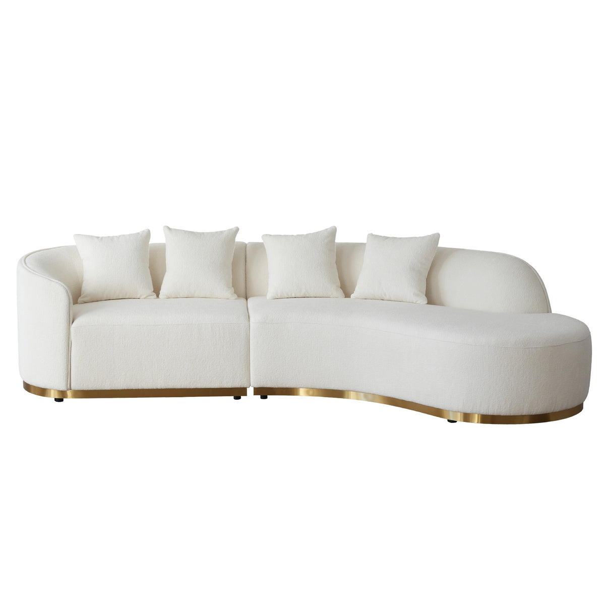 Contemporary Curved Couch in Sherpa Cover