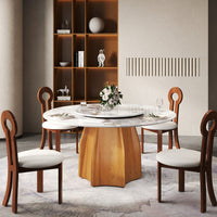 2 Sizes, 3 Tabletop Colors & 2 Leg Colors Round Dining Table – Optional Rotating Lazy Susan