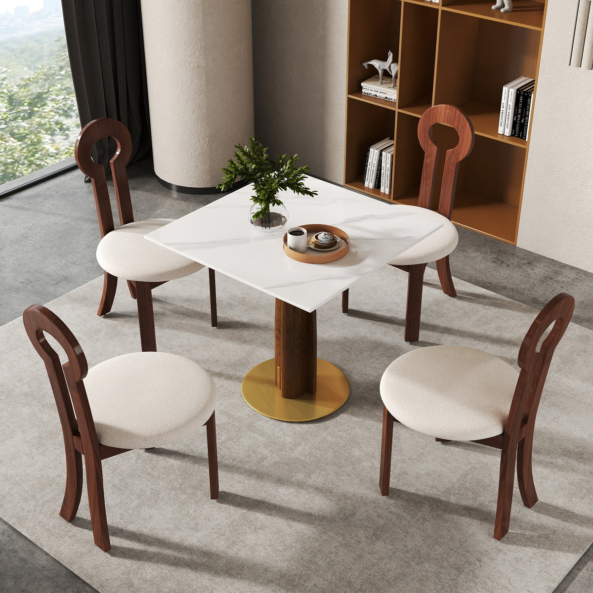 Light Luxury Conversation Table – Multi-Shape & Material Options + Multi-Column Solid Wood Leg, Retro Luxury Leisure Table