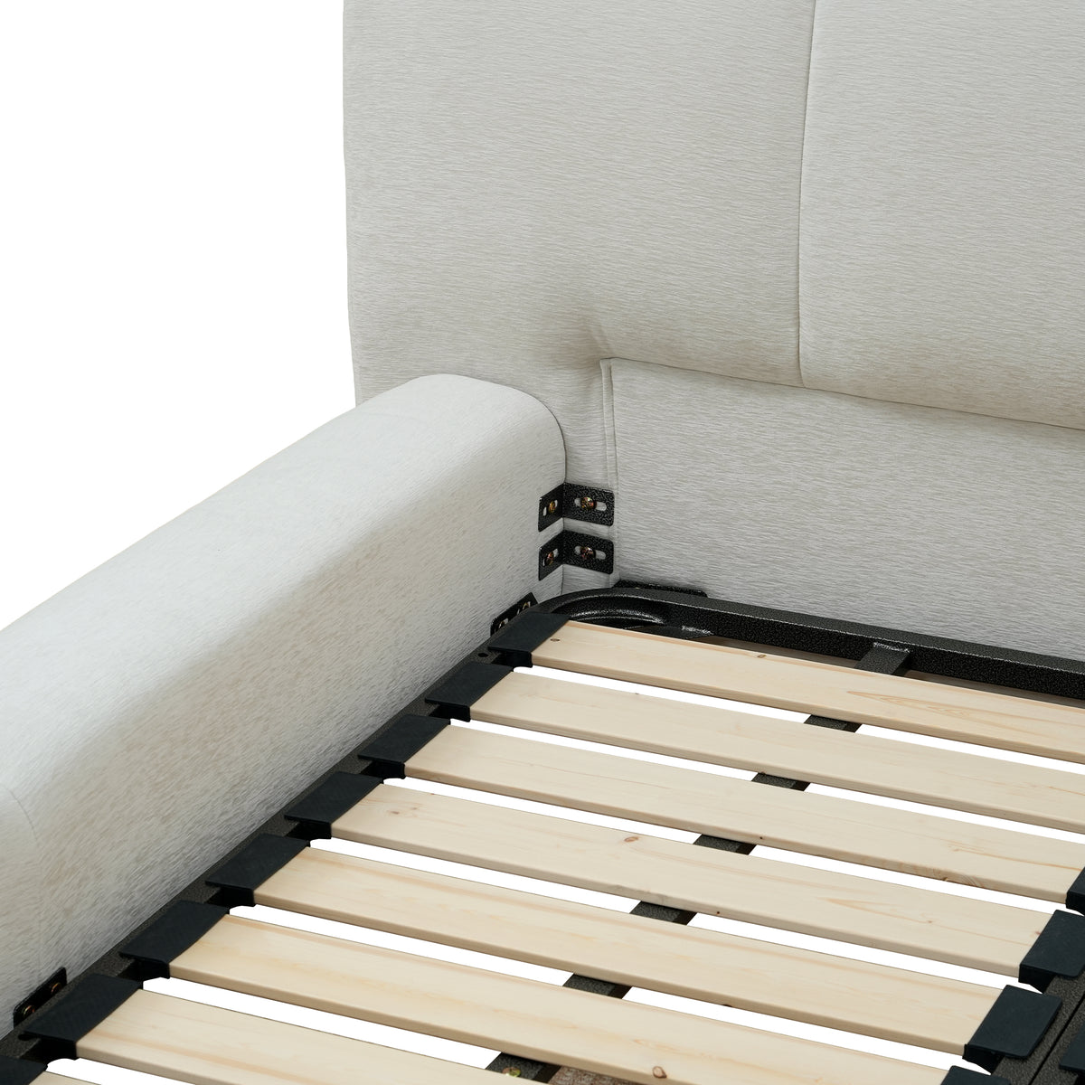 Vertical-Stripe Textured Upholstered Platform Bed with 4-Panel Headboard – Queen & King Size Options