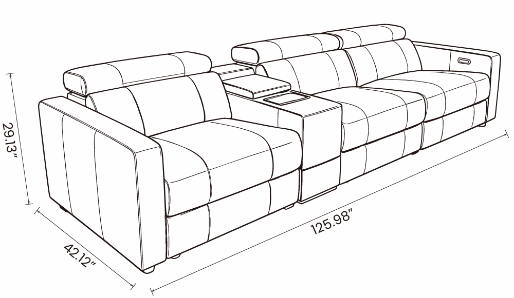 【LAS VEGAS MARKET EXHIBIT】3-Seat Leather Power Recliner Sofa with Console & Cup Holders