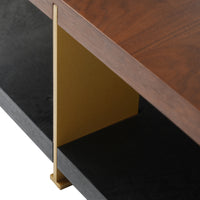 Walnut & Black Ash Square Coffee Table with Gold Accents