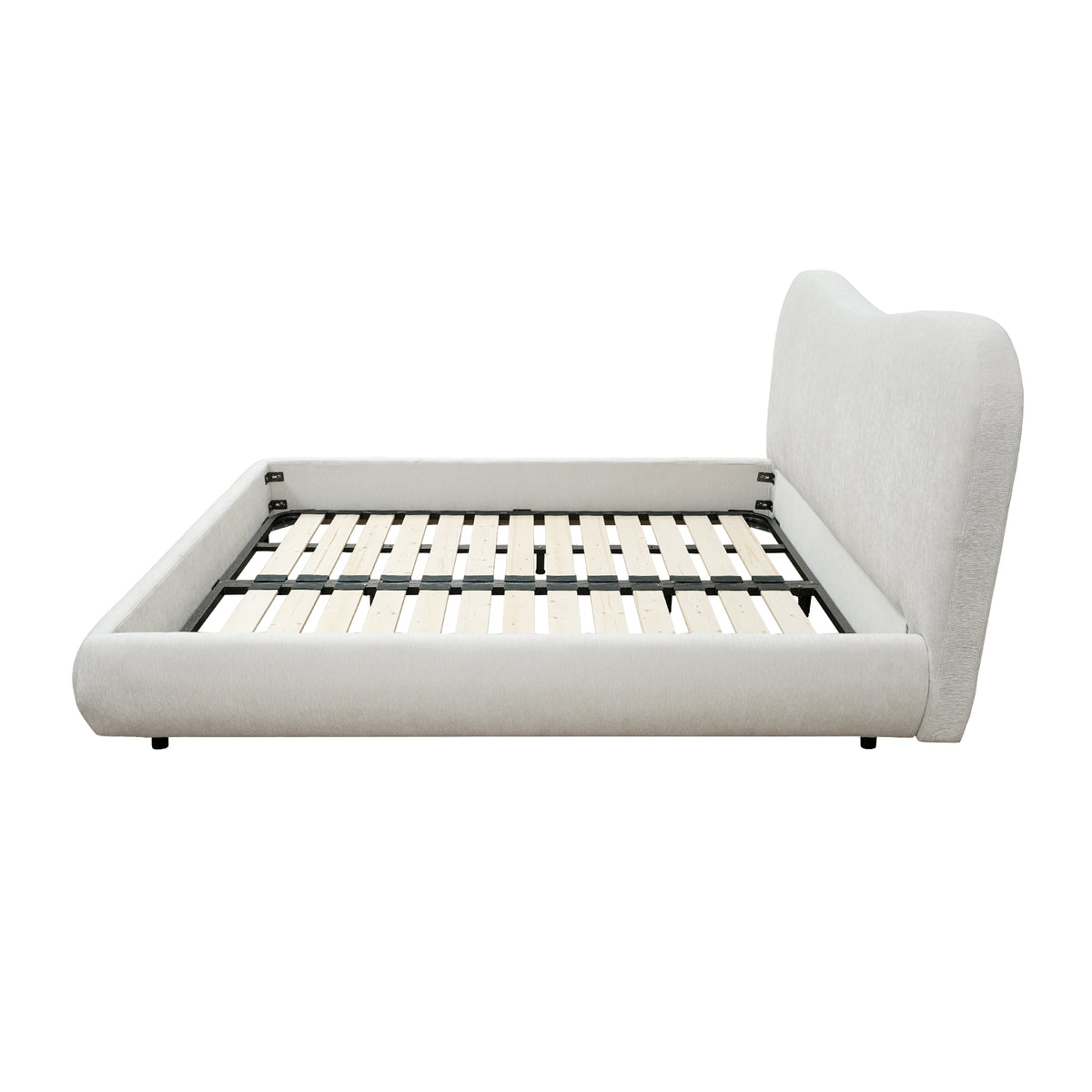 Wave-Shaped Upholstered Platform Bed – Queen & King Size Options