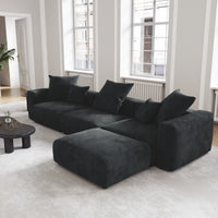 Modern Minimalist Corduroy Modular Sectional Sofa, L-Shaped Multi-Seater Fabric Couch, Freely Reconfigurable Sofa for Large Living Rooms