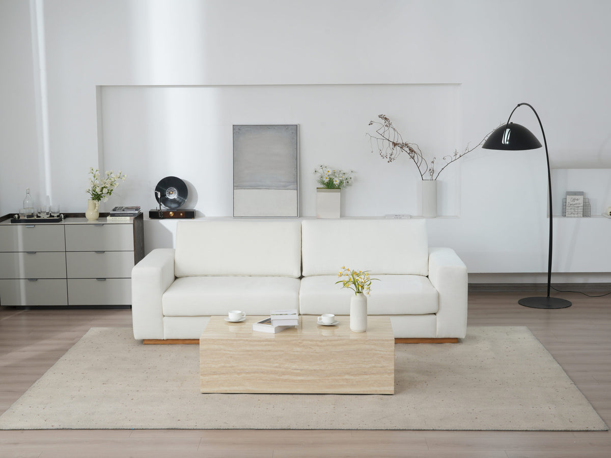 Minimalist Modern Sherpa Sectional Loveseat