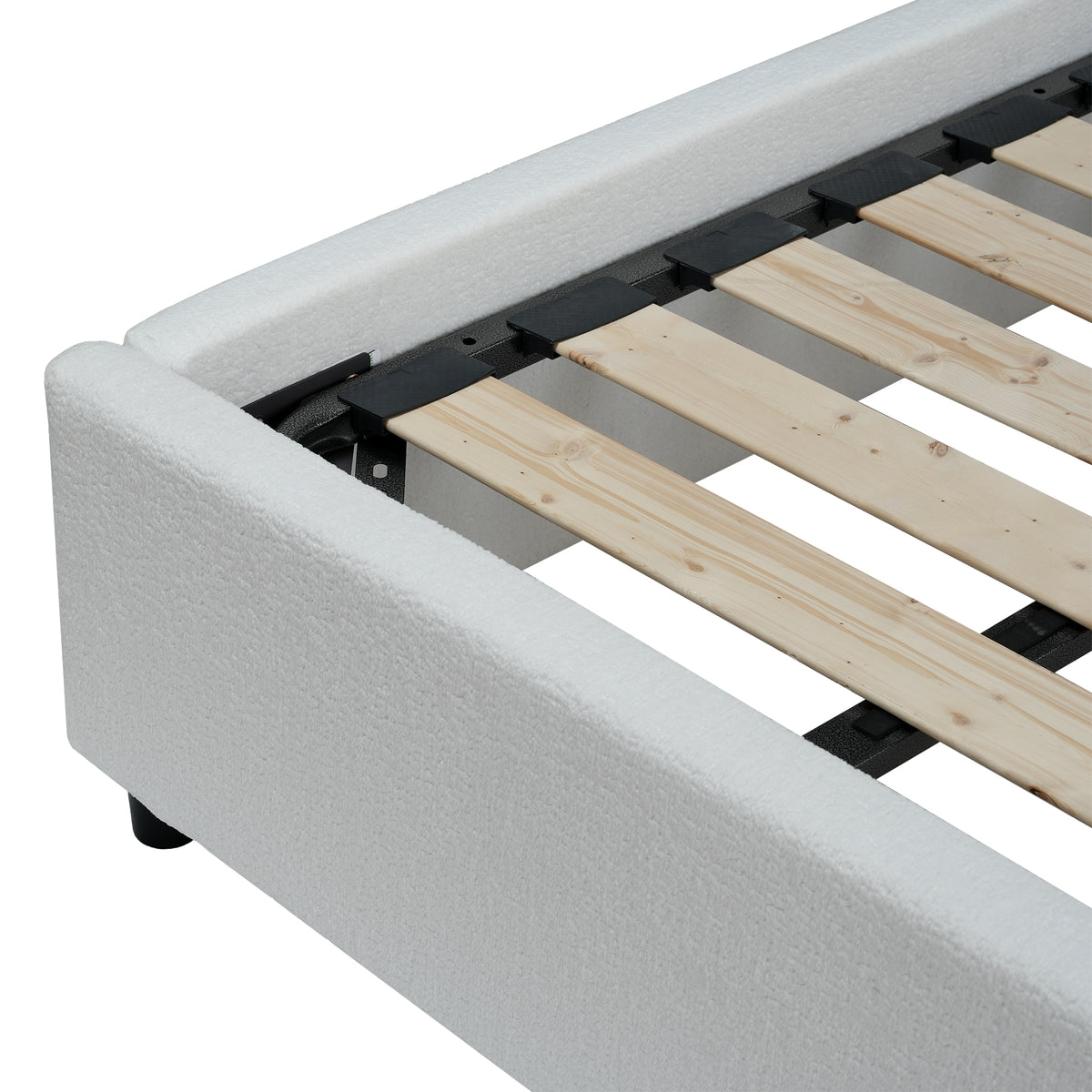 Wave-Shaped Upholstered Platform Bed – 2 Color Options, Queen & King Size