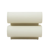 Cream Upholstered 2-Drawer Nightstand with Curved Handles – Modern Bedside Table