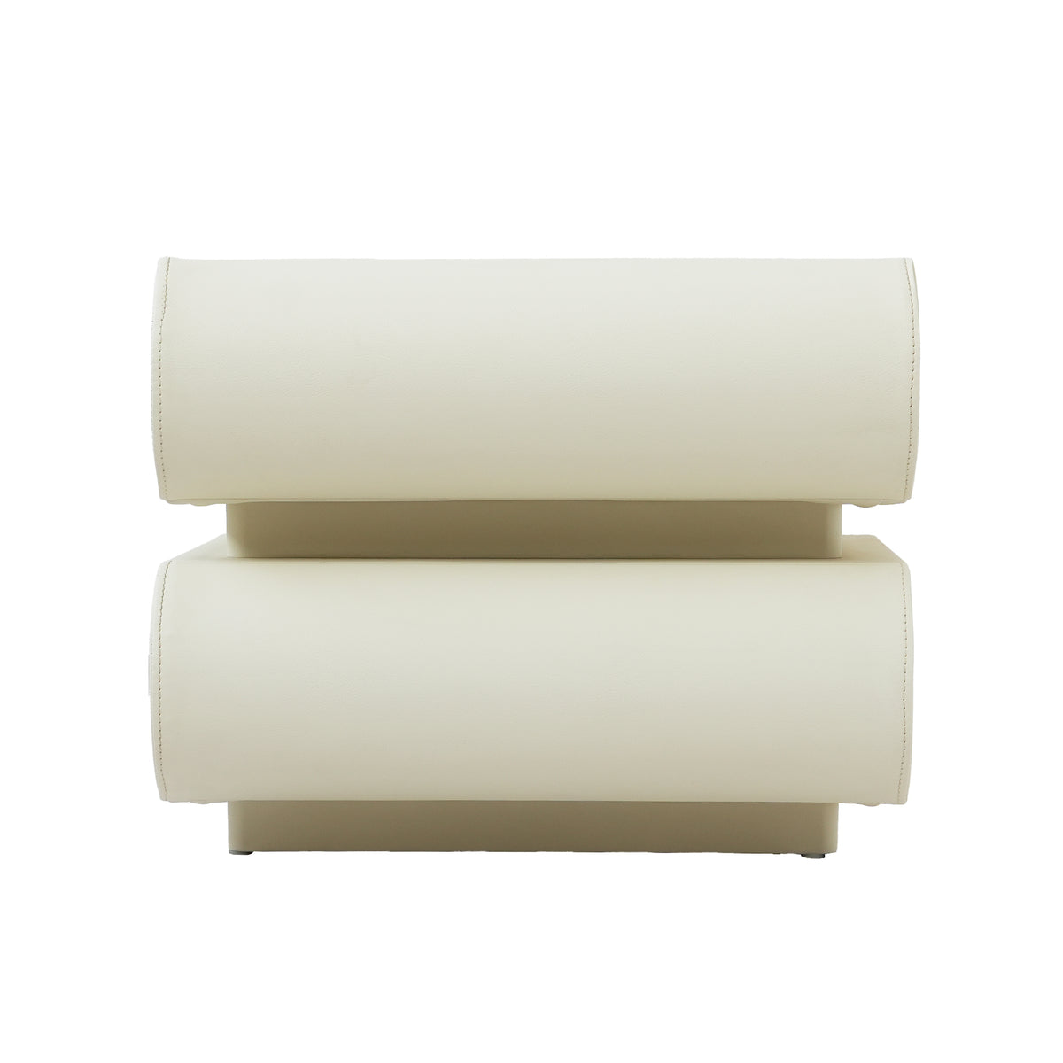 Cream Upholstered 2-Drawer Nightstand with Curved Handles – Modern Bedside Table