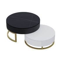 Lift-Top Nesting Coffee Table with Storage – 2 Tabletop Options (Black/White Sintered Stone)