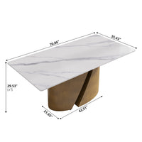 2 Sizes & 3 Colors Rectangular Dining Table – Artistic Gold Pedestal Base