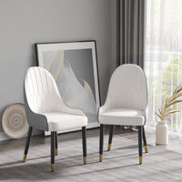Modern Contrast Color Quilted Back Dining Chair Set of 2