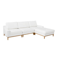 L-Shaped Linen-Look Sectional Sofa with Solid Wood Legs, Modular Chaise Couch for Living Room