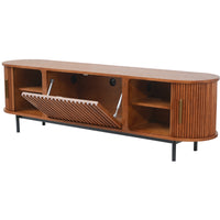 Mid-Century Slatted Wood TV Stand