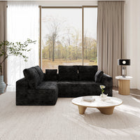 Modern Horizontal-Rib Fabric 4-Seater Sofa – 4-Color Options, Modular Upholstered Sofa for Living Room