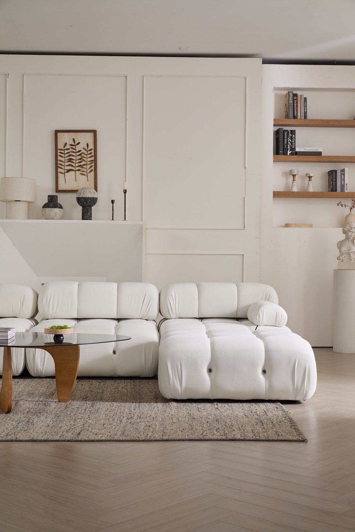 Modern Biscuit Sectional Sofa 3-Seater with Chaise