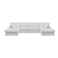 Sky Cloud Sectional Sofa | Pet-Friendly Cover 160-Inch Linen U-Shaped Sectionals 6-Seaters