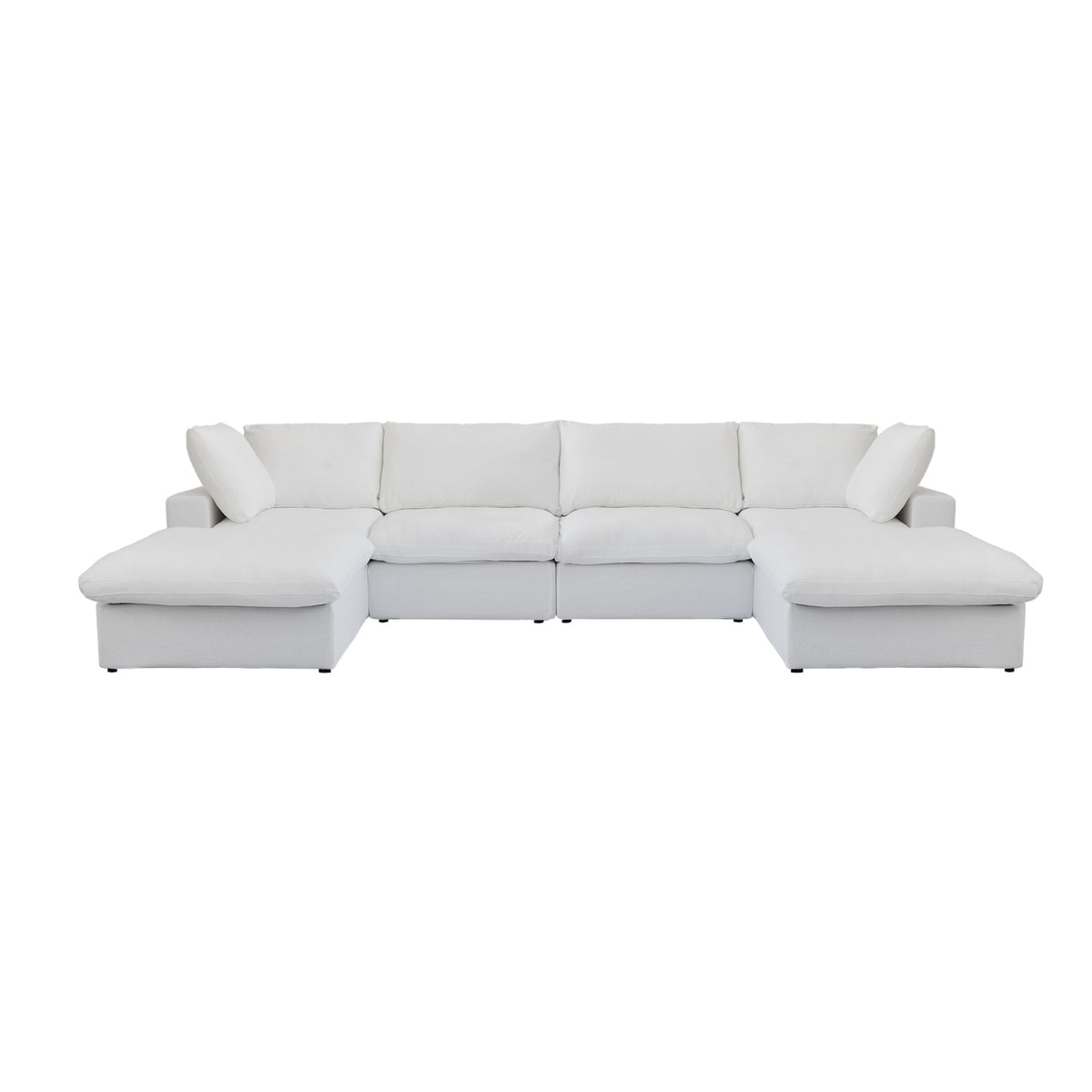 Sky Cloud Sectional Sofa | Pet-Friendly Cover 160-Inch Linen U-Shaped Sectionals 6-Seaters
