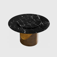 Modern Round MarbleDining Table with Turntable Painted Iron Leg for Dining Room