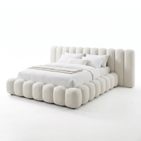 【LAS VEGAS MARKET EXHIBIT】Boucle Bubble Upholstered Platform Bed with Channel Headboard