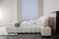 Bubble Tufted Platform Bed – Lamb Wool Upholstered Bed Available in Queen (60×80in) & King (76×80in) Frame Sizes