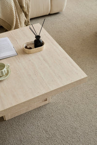 Square Travertine-Top Coffee Table