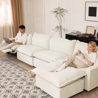 Solid Wood Frame L-Shaped Linen Sectional Sofa with Functional Recliner, Wireless Charging, Zero Gravity Recline & Seat Heating, 3 Color Options