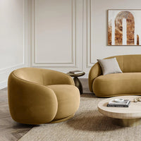 Modern Enveloping Single Sofa Chair – Cream White Velvet, Light Luxury Design for Living Room & Leisure Area