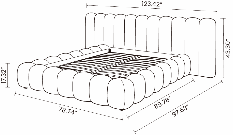 【LAS VEGAS MARKET EXHIBIT】Boucle Bubble Upholstered Platform Bed with Channel Headboard