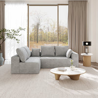 Modern Horizontal-Rib Fabric 4-Seater Sofa – 4-Color Options, Modular Upholstered Sofa for Living Room