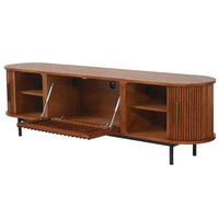 Mid-Century Slatted Wood TV Stand