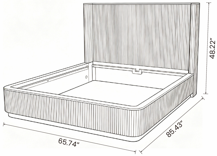 【LAS VEGAS MARKET EXHIBIT】Fluted Walnut Platform Bed with Tall Headboard