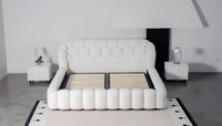 Bubble Tufted Platform Bed – Lamb Wool Upholstered Bed Available in Queen (60×80in) & King (76×80in) Frame Sizes