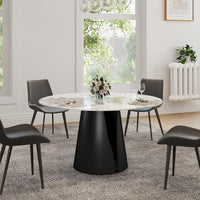 2 Sizes Round Pandora-Color Dining Table – Optional Rotating Lazy Susan, Black Pedestal Base