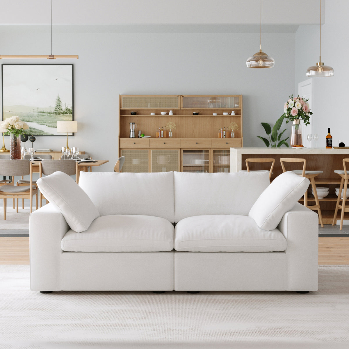 Sky Cloud Sectional Sofa | Modular Washable 80-Inch Linen Loveseats 2-Seaters