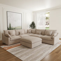 Modular Sofa – Multi-Color Chenille Fabric with Ottoman, Configurable Sectional for Living Room