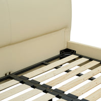 Modern Cream Upholstered Platform Bed – Fits King & Queen Size Mattress, Compatible with 10-12 Inch Thick Mattresses