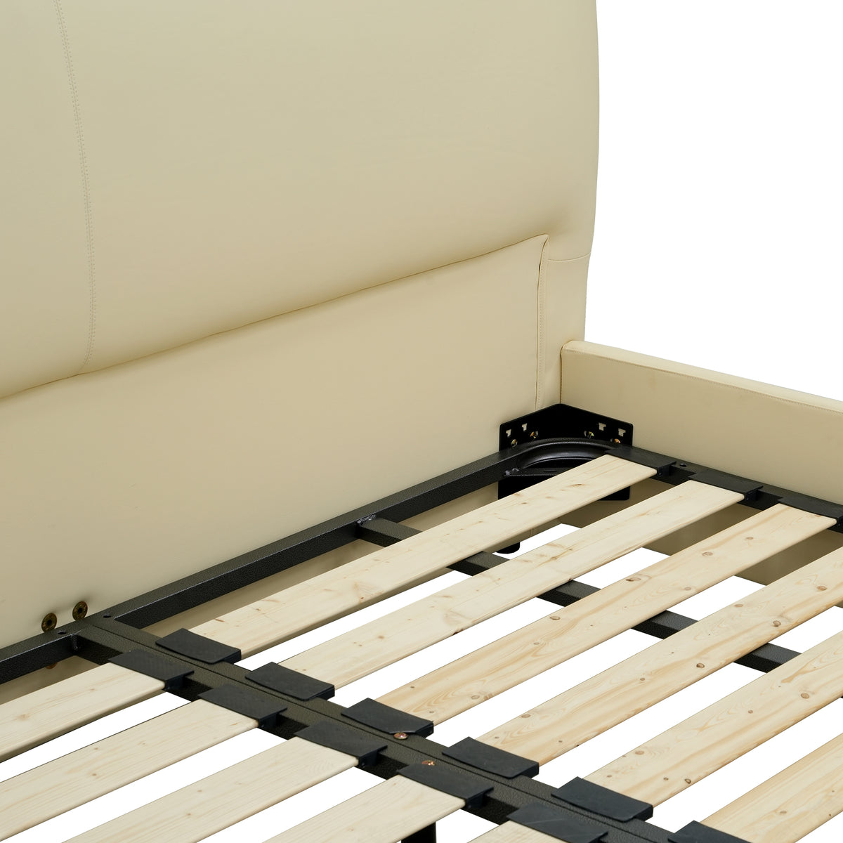 Modern Cream Upholstered Platform Bed – Fits King & Queen Size Mattress, Compatible with 10-12 Inch Thick Mattresses