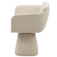 Rotatable Upholstered Dining Chair – Beige, Modern Accent Chair with Flared Pedestal Base