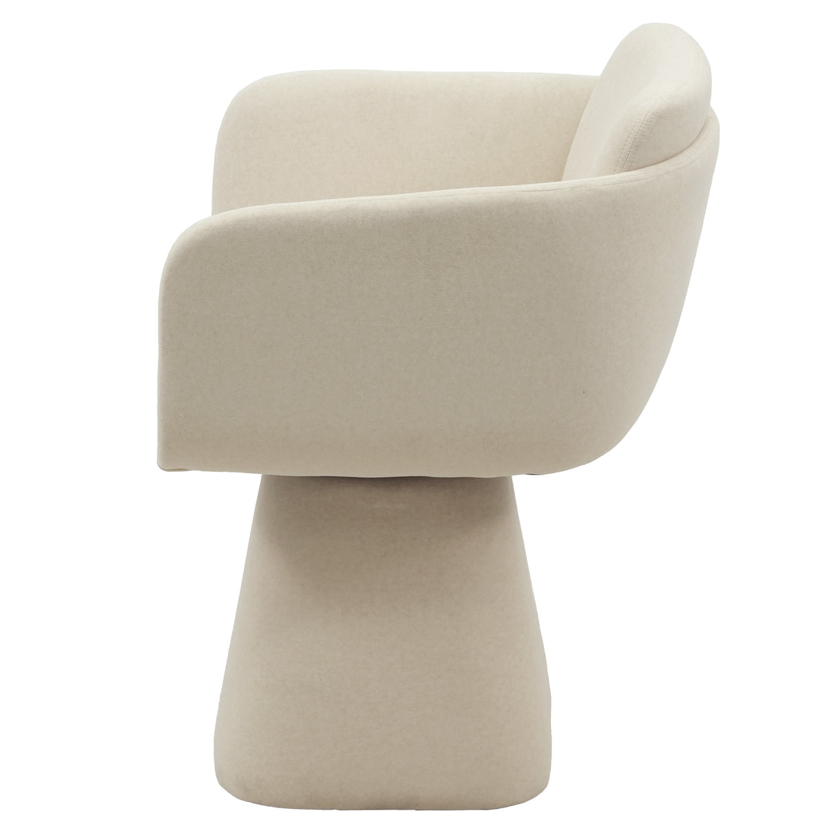 Rotatable Upholstered Dining Chair – Beige, Modern Accent Chair with Flared Pedestal Base